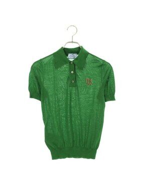 Prada P24 L00 one Point Logo Knit Short Sleeved Polo Shirt Women 38